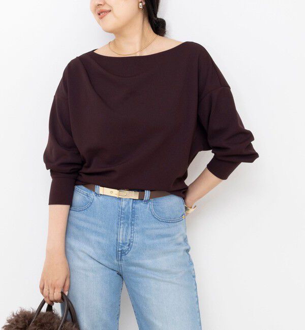 NOLLEY'S sophi「【BECシリーズ】《セットアップ対応》ウォッシャブルライトダンボールジョーゼット2WAYプルオーバー」|Tシャツ・カットソー|ダークブラウン