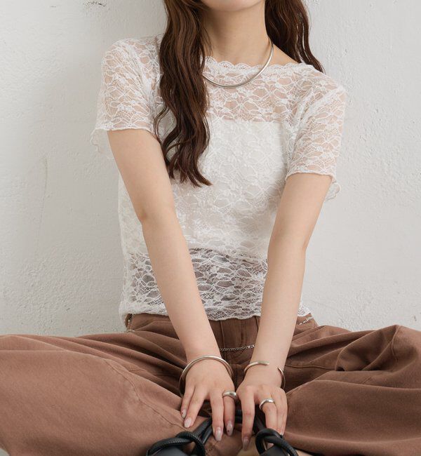  「レースメローフレンチT」|Tシャツ・カットソー|