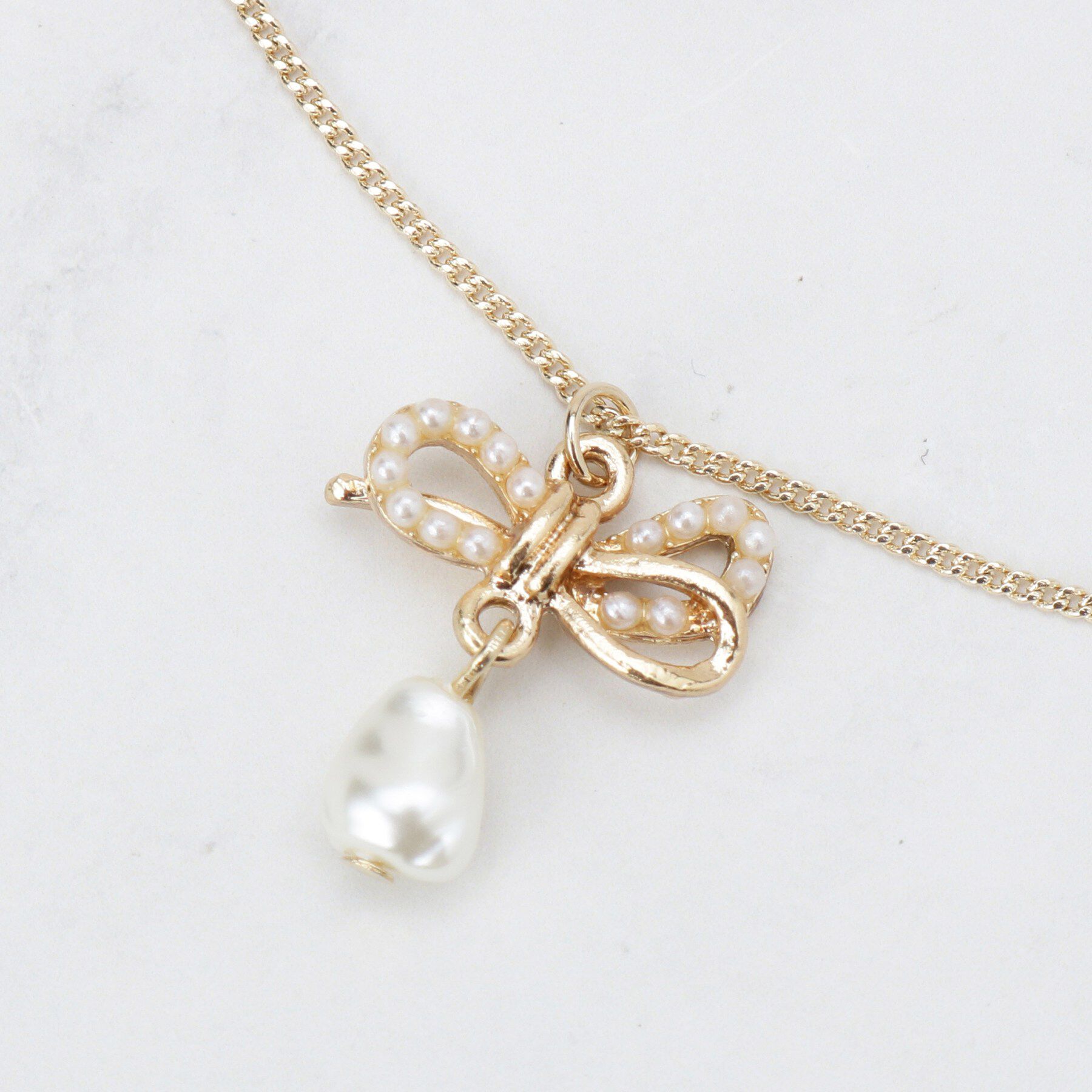 Couture broach「リボンパール調ネックレス」|ネックレス|
