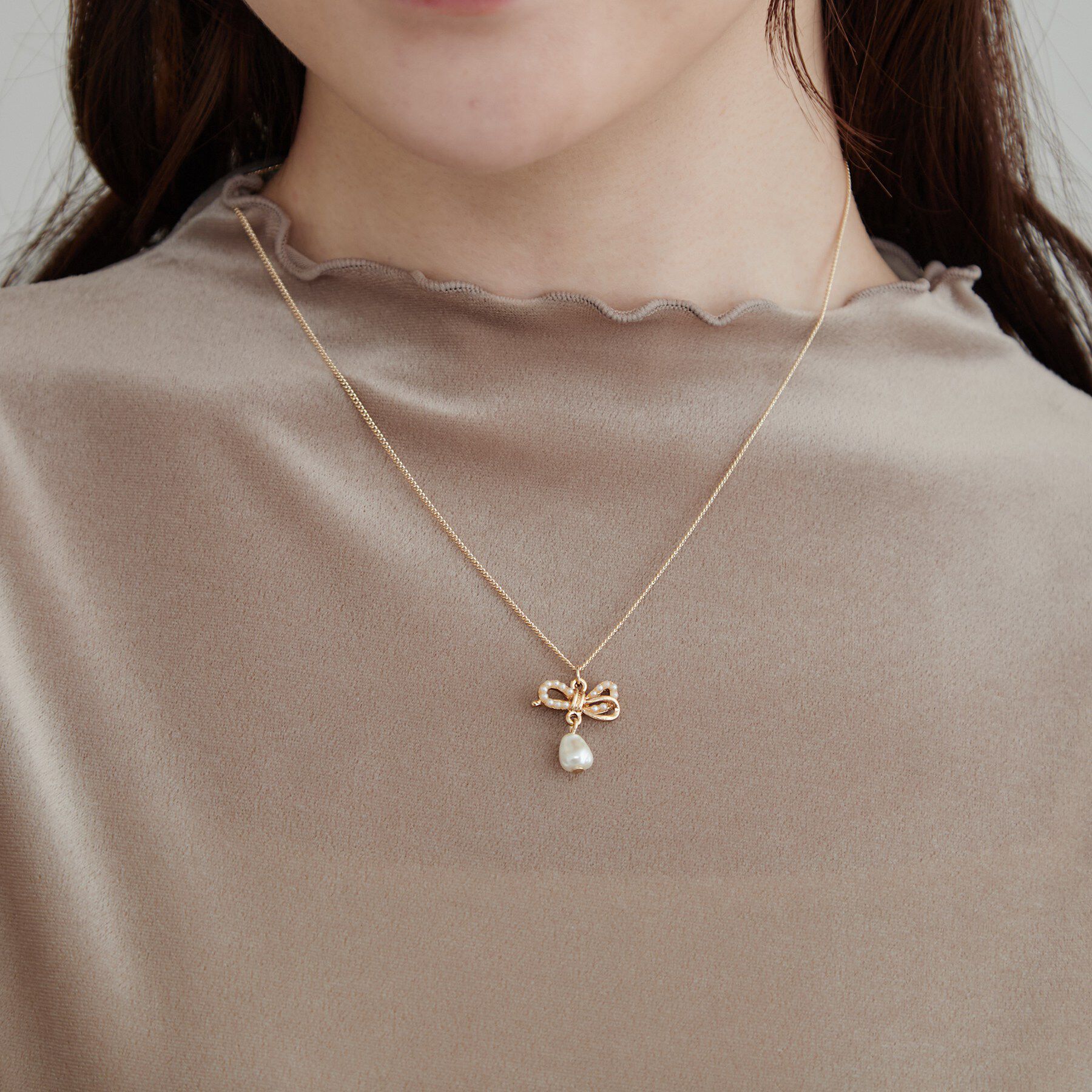 Couture broach「リボンパール調ネックレス」|ネックレス|