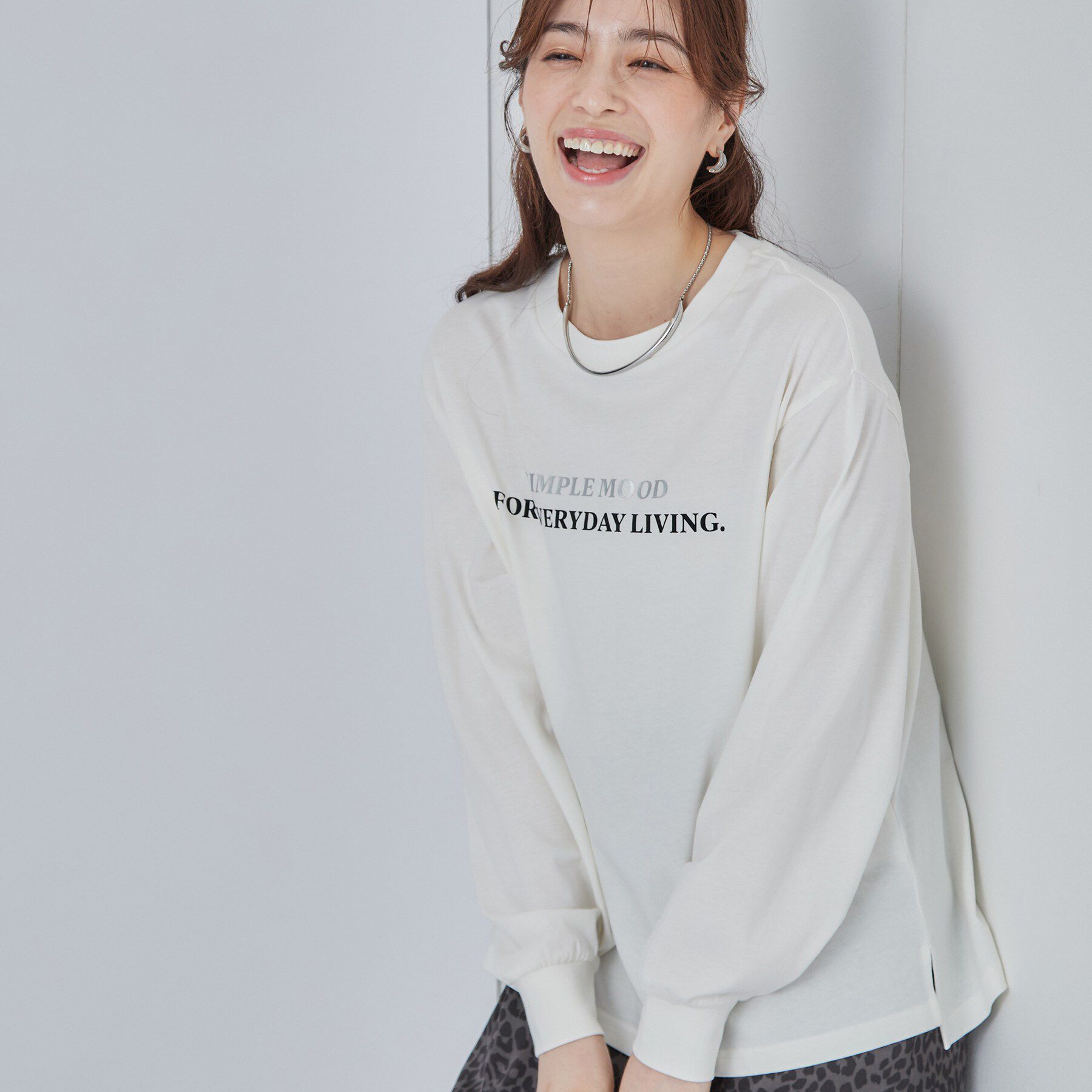 SHOO･LA･RUE「【S-LL】デイリー使いに 選べる6柄プリントロンT」|Tシャツ・カットソー|ホワイト(301)