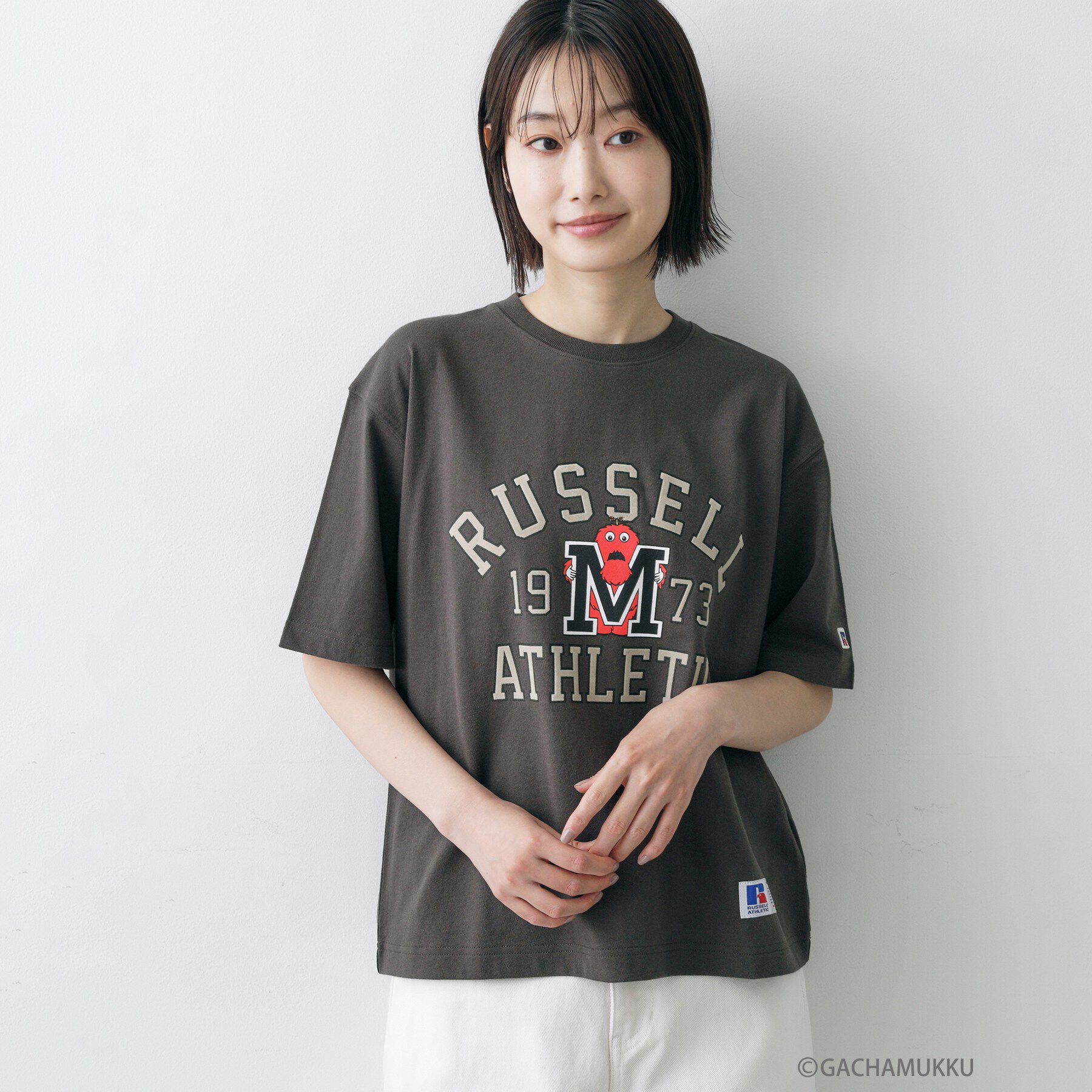 Dessin「ガチャピン・ムック コラボTシャツ」|Tシャツ・カットソー|チャコールグレー(6