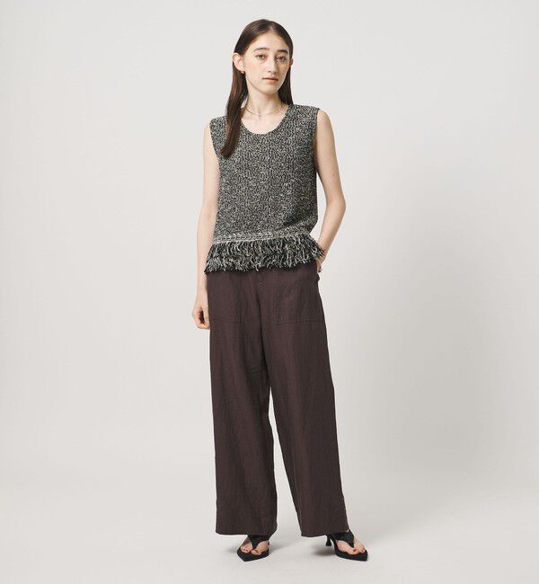 UNITED ARROWS「ミックス フリンジ ノースリーブ ニット」|ベスト・ジレ|