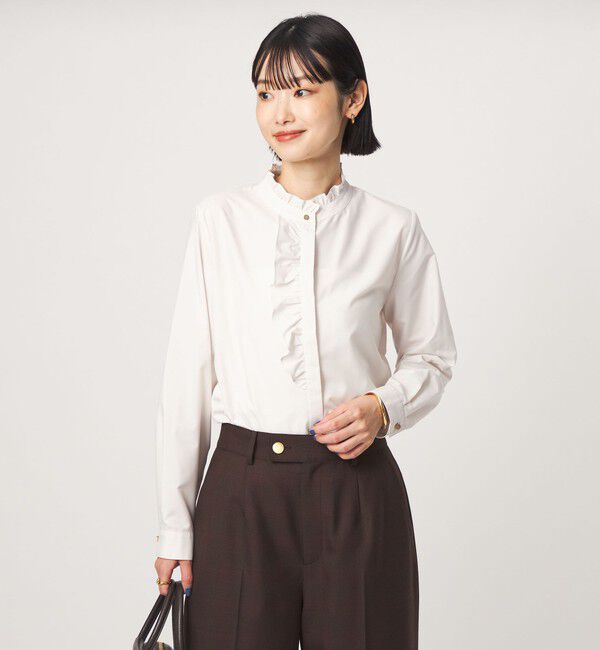 UNITED ARROWS green label relaxing「フリル ディテール ブラウス マシンウォッシャブル UVカット」|シャツ・ブラウス|