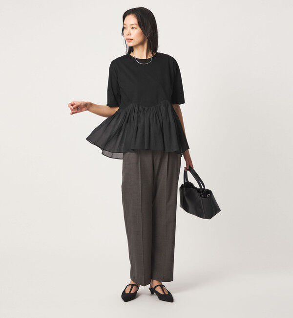 UNITED ARROWS green label relaxing「シアー コンビ 5分袖 プルオーバー カットソー」|Tシャツ・カットソー|