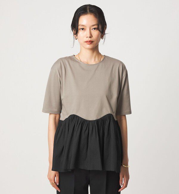 UNITED ARROWS green label relaxing「シアー コンビ 5分袖 プルオーバー カットソー」|Tシャツ・カットソー|