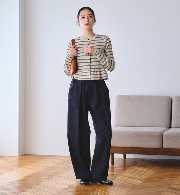 BEAUTY&YOUTH UNITED ARROWS「【WEB限定 Wardrobe DAILY MINIMAL】ボーダー ペプラムニットカーディガン」|カーディガン|