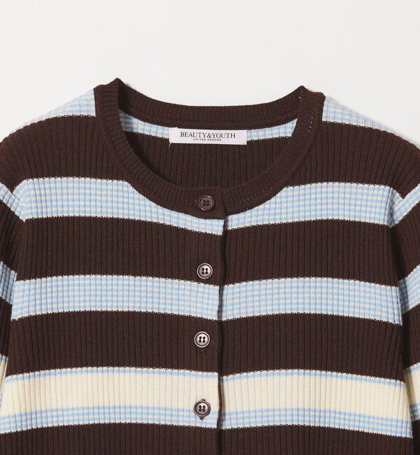 BEAUTY&YOUTH UNITED ARROWS「【WEB限定 Wardrobe DAILY MINIMAL】ボーダー ペプラムニットカーディガン」|カーディガン|