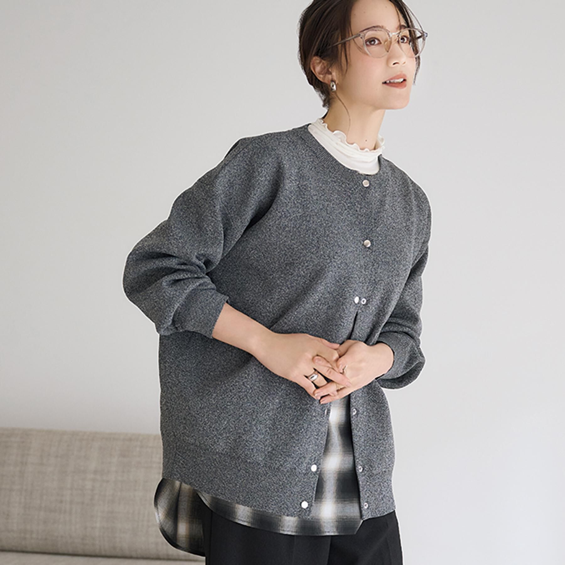 SHOO･LA･RUE「【セットアップ可/洗濯機可】軽やかに羽織れる スポンディッシュ ニットカーディガン」|カーディガン|