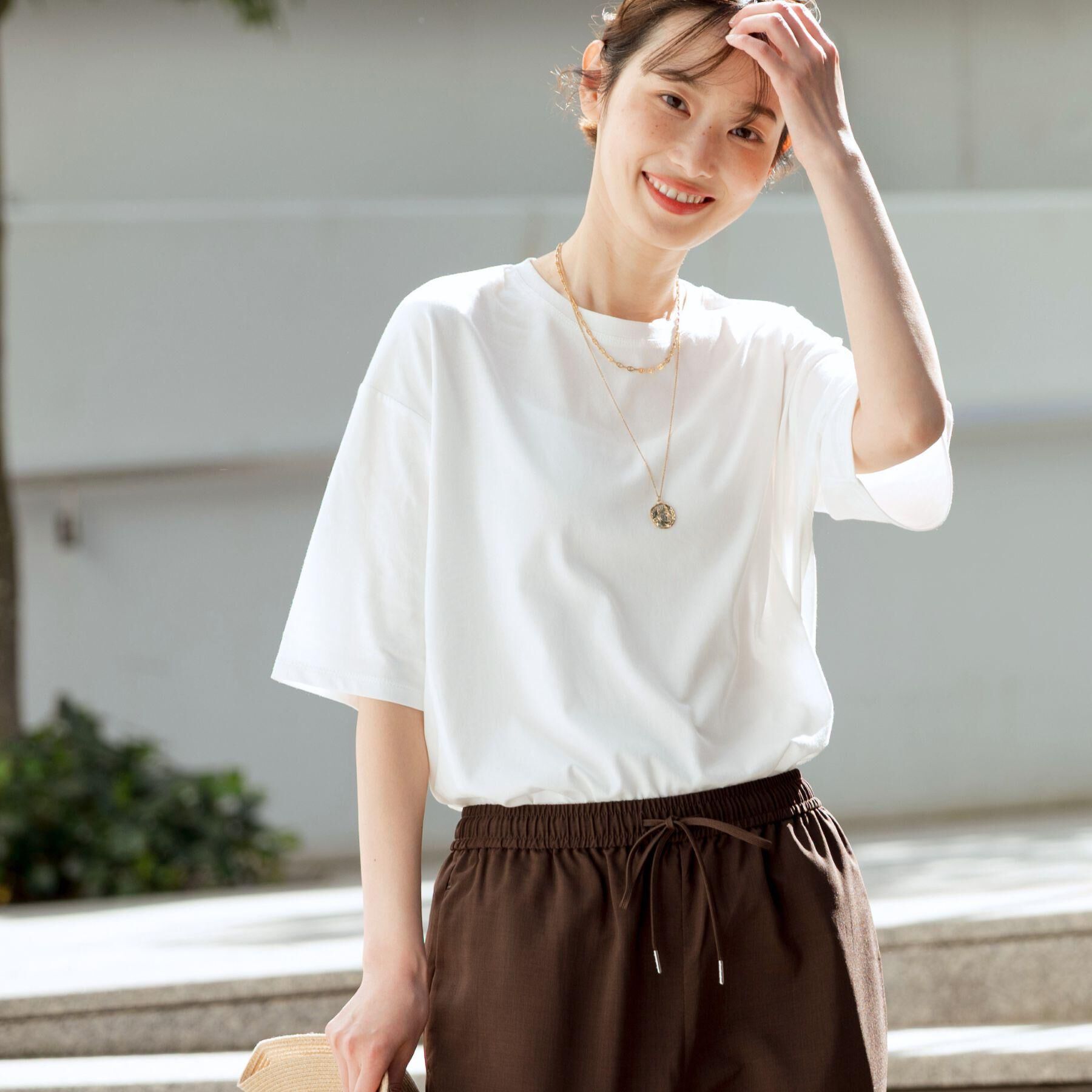Dessin「【UVカット/接触冷感】プレーティングTシャツ」|Tシャツ・カットソー|ホワイト(002)