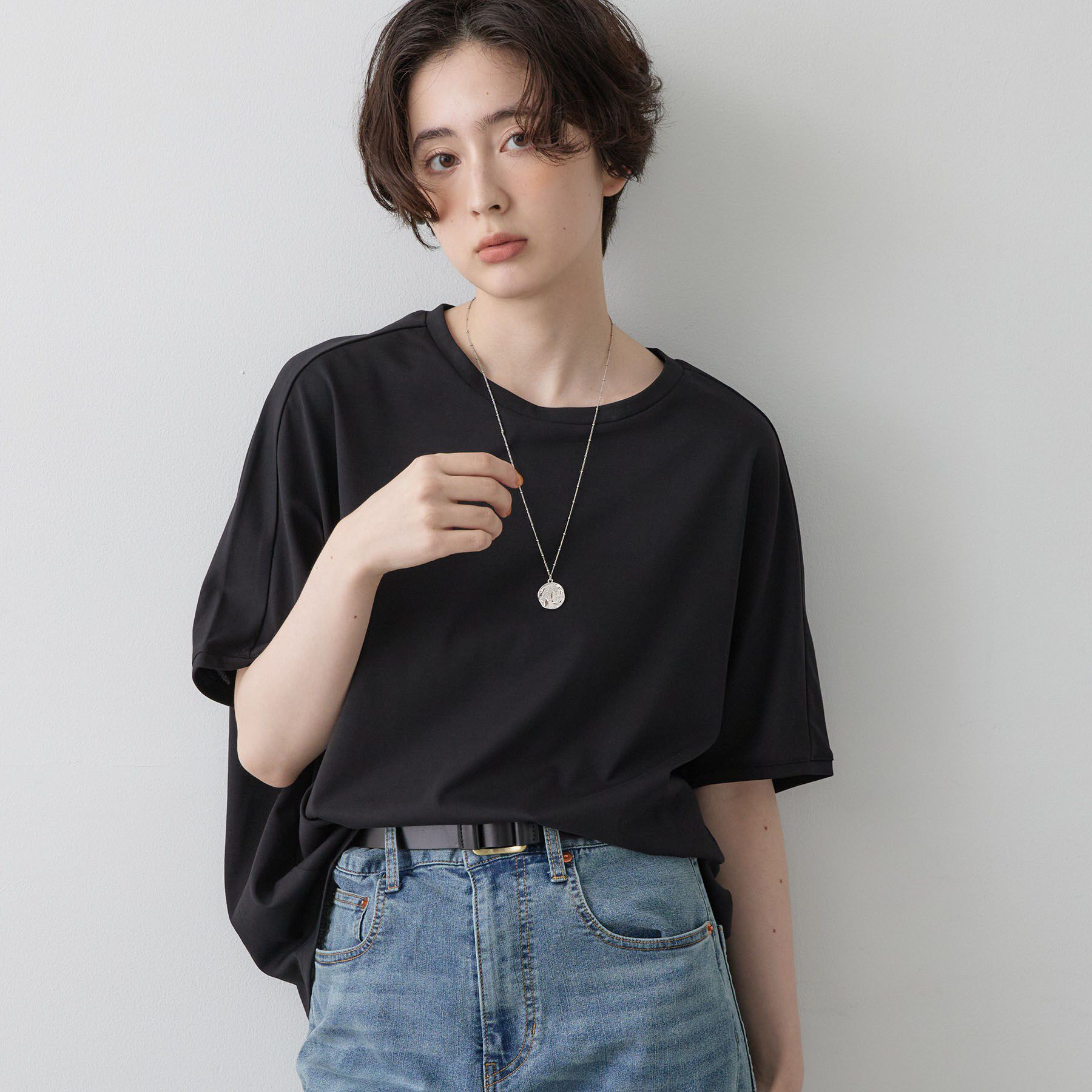 Dessin「【汗シミ防止/UVカット】ドルマンスリーブ プルオーバー」|Tシャツ・カットソー|ブラック(019)