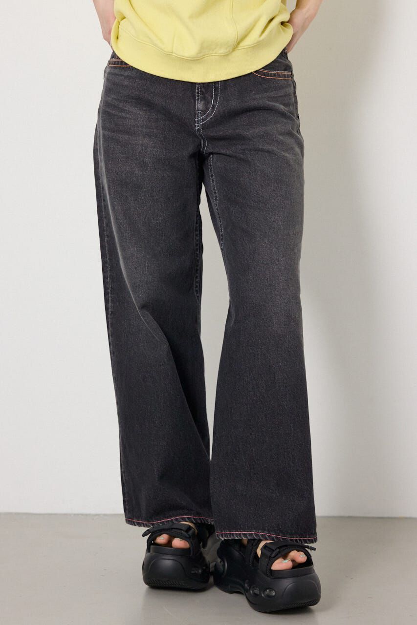RODEO CROWNS「カラーステッチダボパンツ」|デニム|BLK