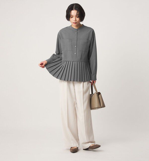 UNITED ARROWS green label relaxing「［size SHORTあり］スソ プリーツ シャツ マシンウォッシャブル 吸水速乾」|シャツ・ブラウス|