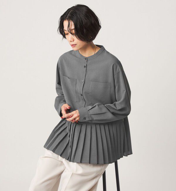 UNITED ARROWS green label relaxing「［size SHORTあり］スソ プリーツ シャツ マシンウォッシャブル 吸水速乾」|シャツ・ブラウス|