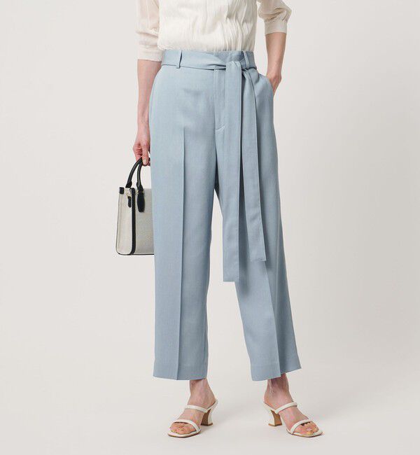 UNITED ARROWS「スラブ リボン テーパードパンツ」|スラックス|LT.BLUE