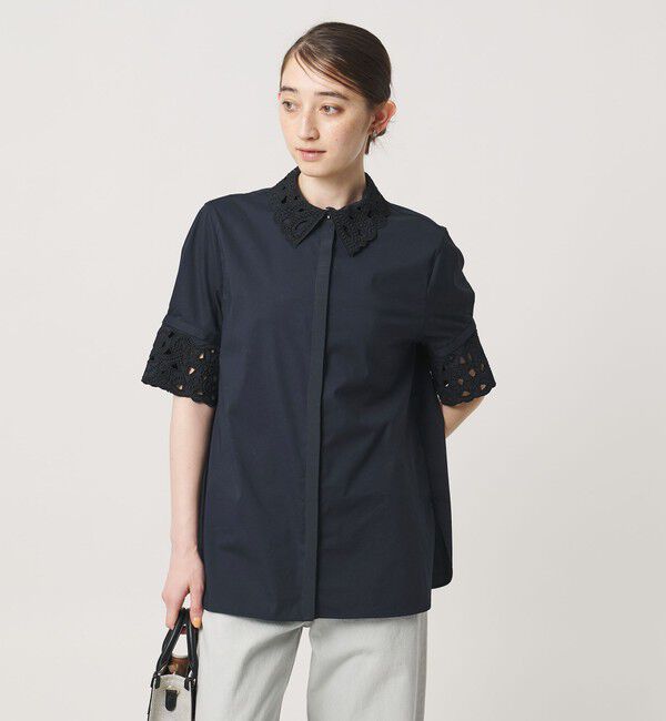 UNITED ARROWS「エンブロイダリー シャツ ブラウス 4WAY」|シャツ・ブラウス|NAVY