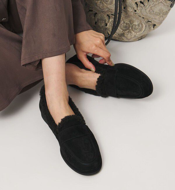 UNITED ARROWS「スエード ファーライク ローファー」|ローファー|BLACK