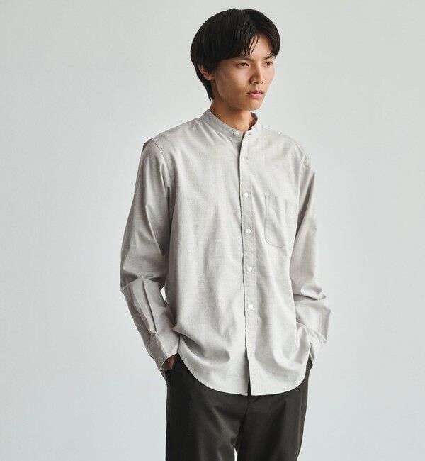 UNITED ARROWS green label relaxing「ナチュラル フィット ビエラバンドカラー 長袖 シャツ」|シャツ・ブラウス|MD.GRAY