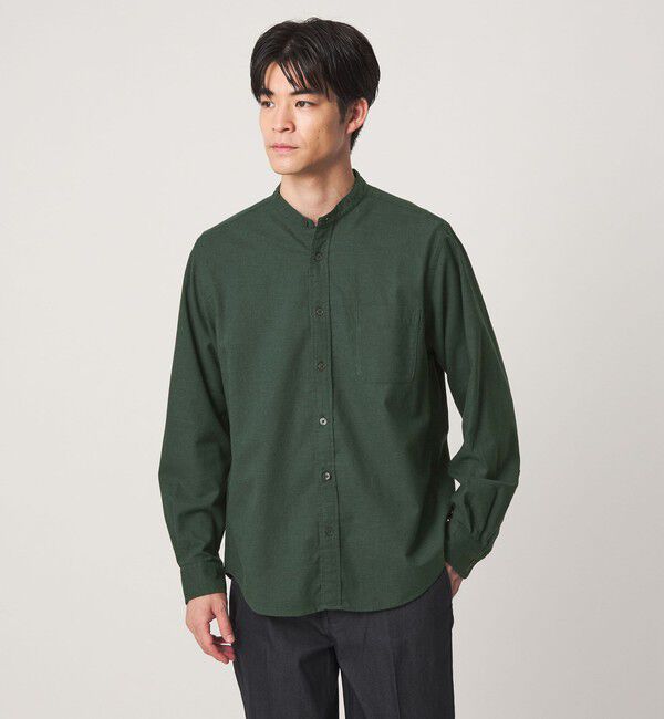 UNITED ARROWS green label relaxing「ナチュラル フィット ビエラバンドカラー 長袖 シャツ」|シャツ・ブラウス|OLIVE