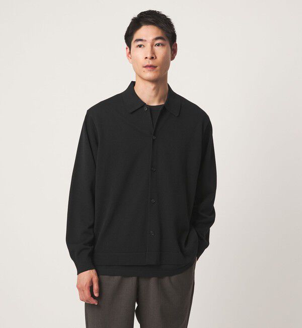 UNITED ARROWS green label relaxing「クレープヤーン 長袖 ニット ポロカーディガン -ハンドウォッシャブル-」|カーディガン|