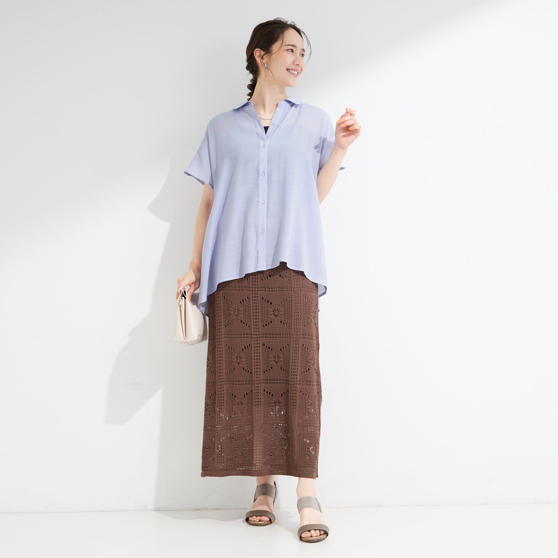 SHOO･LA･RUE「【UV/洗濯機可】ほんのりシアーで上品な バックギャザーブラウス」|シャツ・ブラウス|