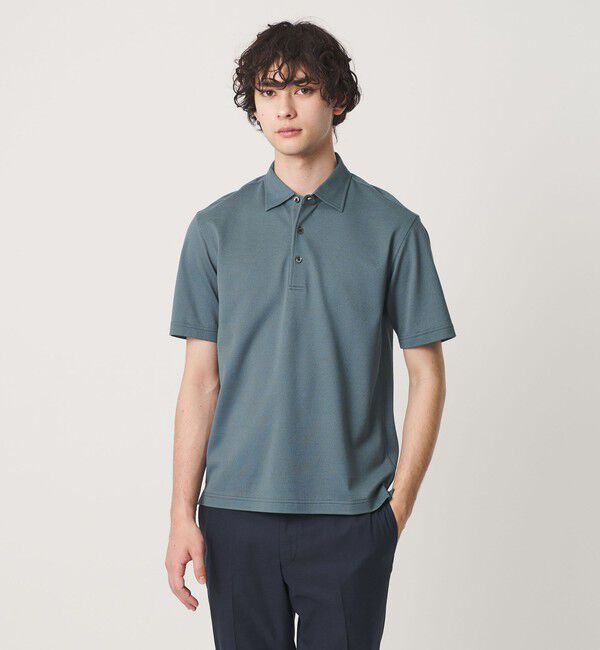 UNITED ARROWS「カノコ ワンピースカラー ポロシャツ COMFORT EASY-MODEL 抗菌防臭」|ポロシャツ|TURQUOISE