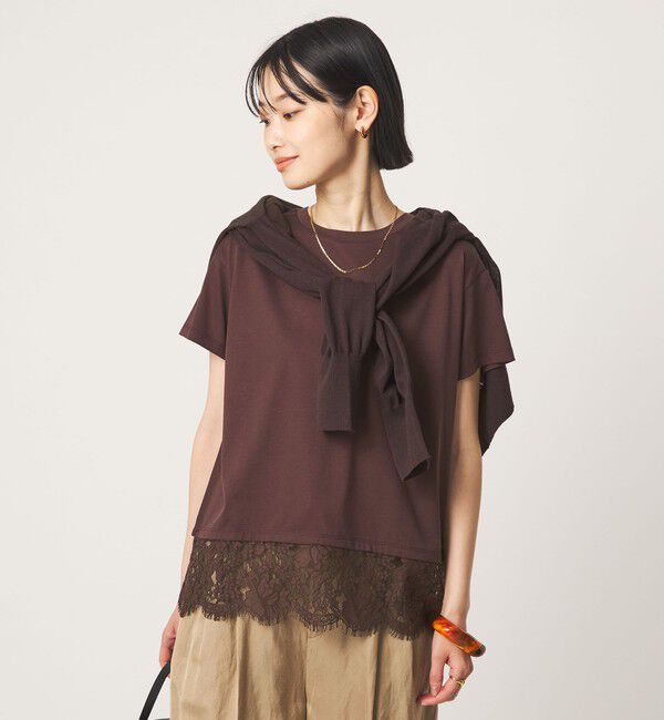 UNITED ARROWS green label relaxing「スソ レース ショートスリーブ カットソー」|Tシャツ・カットソー|DK.BROWN