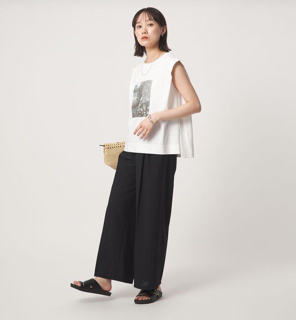 UNITED ARROWS green label relaxing「フォトプリント フレンチスリーブ Tシャツ 接触冷感」|Tシャツ・カットソー|