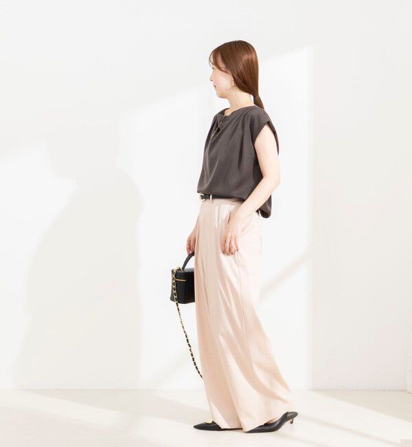 NOLLEY'S sophi「【BECシリーズ】《セットアップ対応》ウォッシャブルピーチサテンフレンチブラウス」|シャツ・ブラウス|