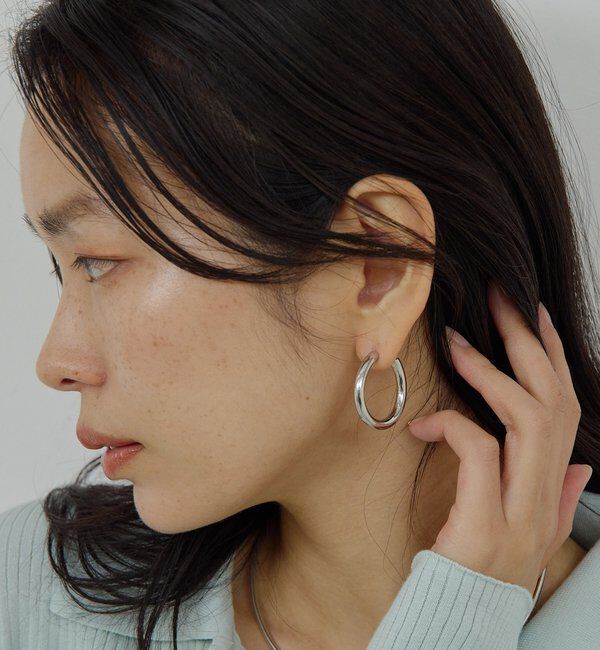  「メタルキャッチフープピアス」|リング|シルバー