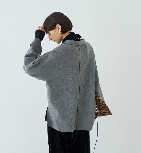 Rouge vif「【セットアップ対応】メランジダンボールプルオーバー / Vネックブラウス【予約】」|シャツ・ブラウス|