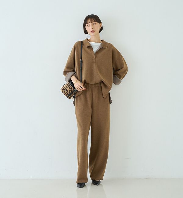 Rouge vif「【セットアップ対応】メランジダンボールプルオーバー / Vネックブラウス【予約】」|シャツ・ブラウス|