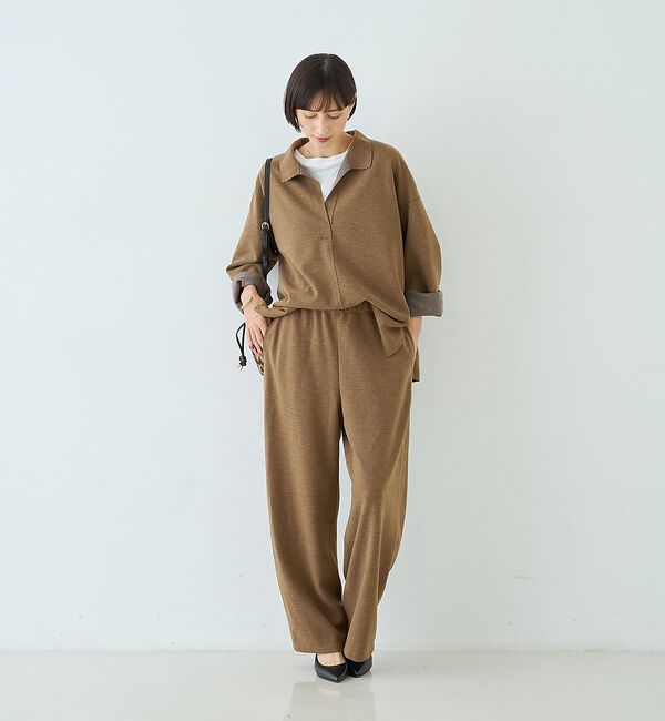 Rouge vif「【セットアップ対応】メランジダンボールプルオーバー / Vネックブラウス【予約】」|シャツ・ブラウス|