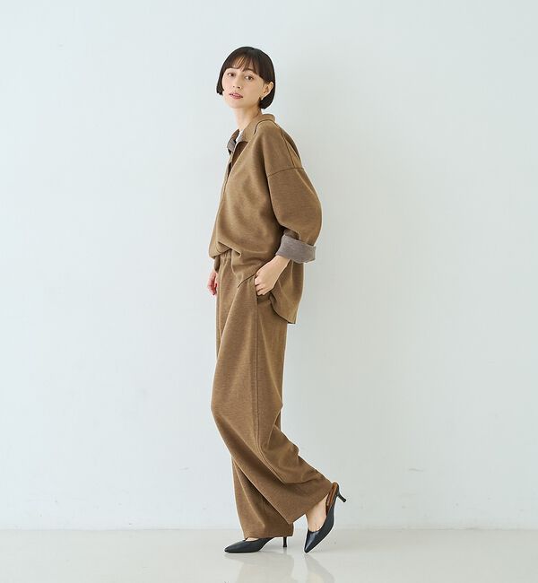 Rouge vif「【セットアップ対応】メランジダンボールプルオーバー / Vネックブラウス【予約】」|シャツ・ブラウス|