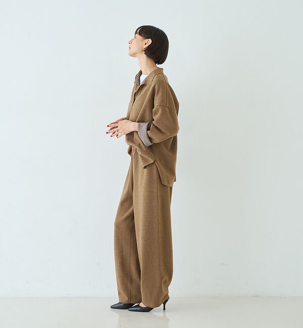 Rouge vif「【セットアップ対応】メランジダンボールプルオーバー / Vネックブラウス【予約】」|シャツ・ブラウス|