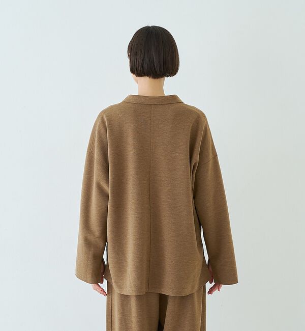 Rouge vif「【セットアップ対応】メランジダンボールプルオーバー / Vネックブラウス【予約】」|シャツ・ブラウス|