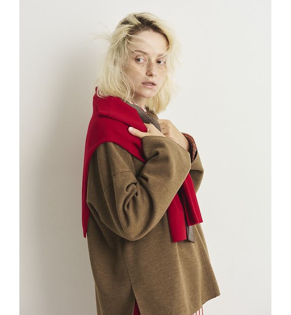 Rouge vif「【セットアップ対応】メランジダンボールプルオーバー / Vネックブラウス【予約】」|シャツ・ブラウス|