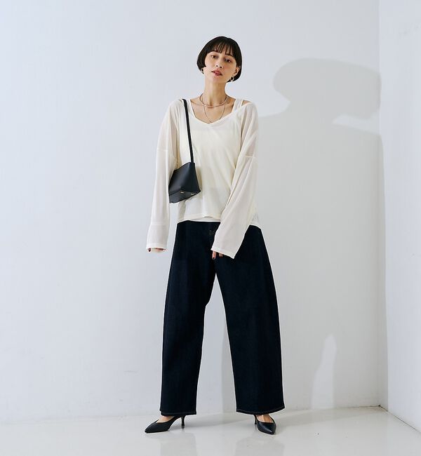 Rouge vif「【2点セット】シアーベロアストライプアンサンブル」|Tシャツ・カットソー|