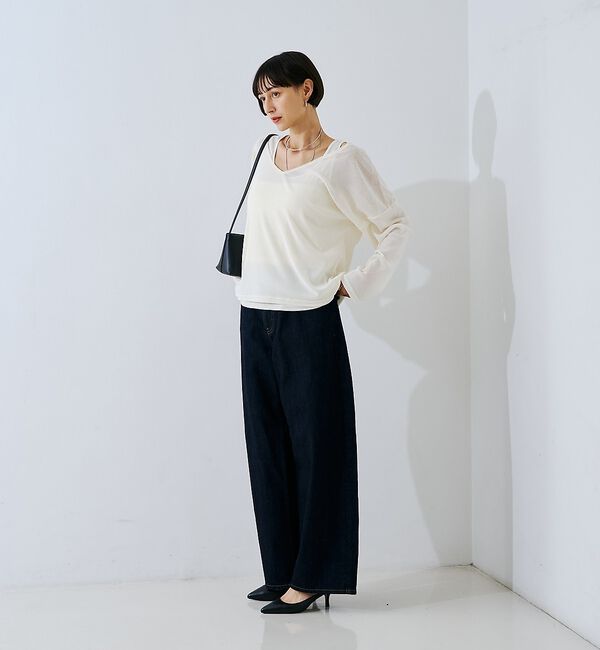 Rouge vif「【2点セット】シアーベロアストライプアンサンブル」|Tシャツ・カットソー|