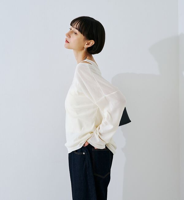 Rouge vif「【2点セット】シアーベロアストライプアンサンブル」|Tシャツ・カットソー|