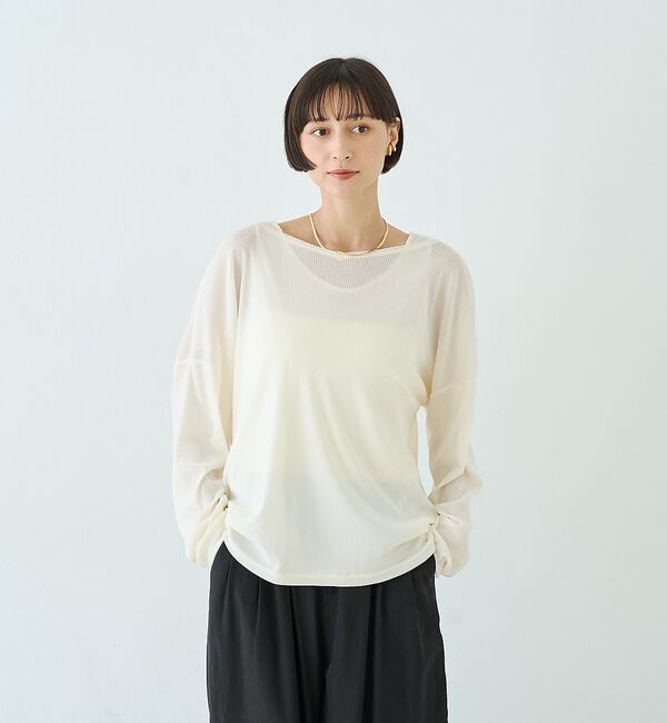 Rouge vif「【2点セット】シアーベロアストライプアンサンブル」|Tシャツ・カットソー|