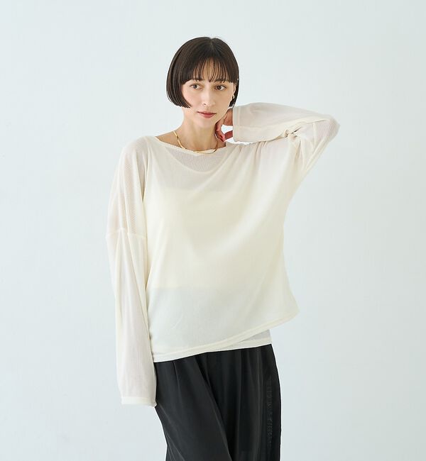 Rouge vif「【2点セット】シアーベロアストライプアンサンブル」|Tシャツ・カットソー|
