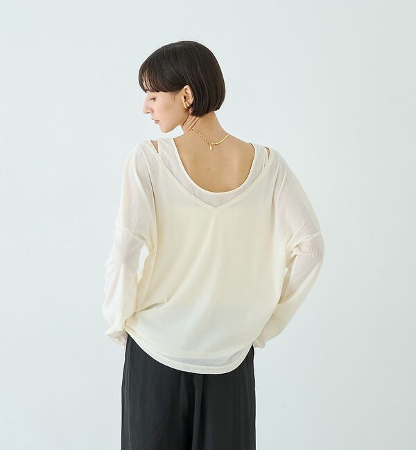 Rouge vif「【2点セット】シアーベロアストライプアンサンブル」|Tシャツ・カットソー|