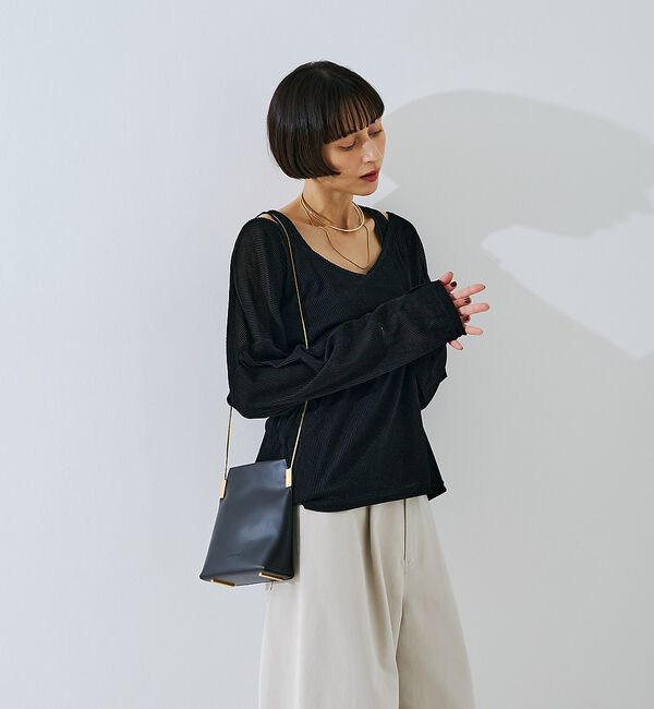 Rouge vif「【2点セット】シアーベロアストライプアンサンブル」|Tシャツ・カットソー|