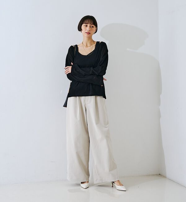 Rouge vif「【2点セット】シアーベロアストライプアンサンブル」|Tシャツ・カットソー|