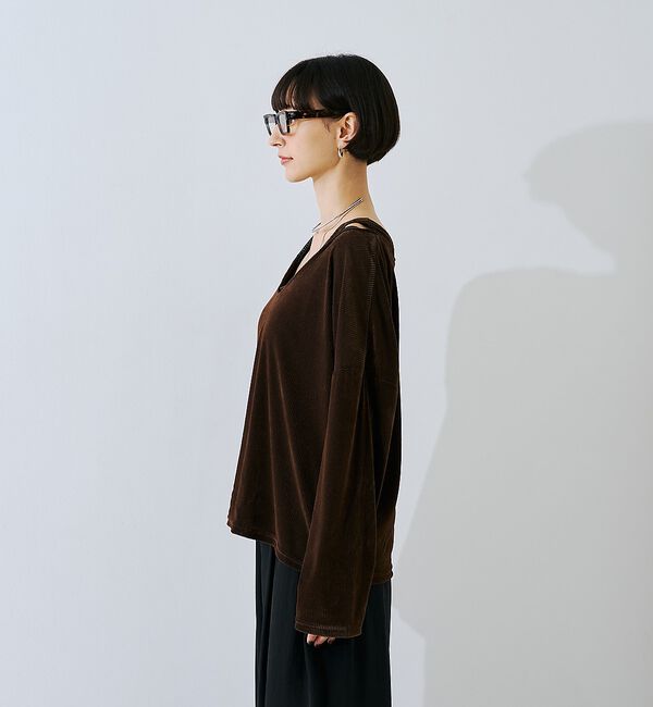 Rouge vif「【2点セット】シアーベロアストライプアンサンブル」|Tシャツ・カットソー|
