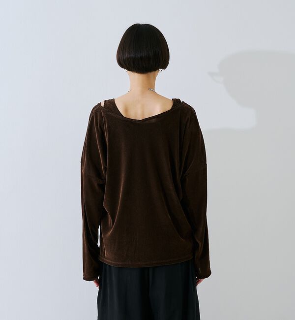 Rouge vif「【2点セット】シアーベロアストライプアンサンブル」|Tシャツ・カットソー|