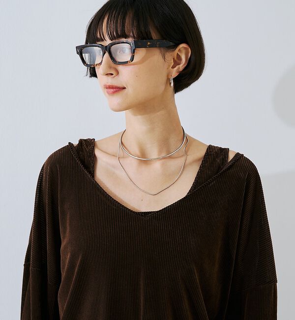 Rouge vif「【2点セット】シアーベロアストライプアンサンブル」|Tシャツ・カットソー|