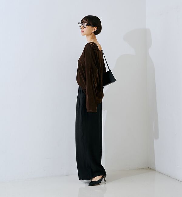 Rouge vif「【2点セット】シアーベロアストライプアンサンブル」|Tシャツ・カットソー|