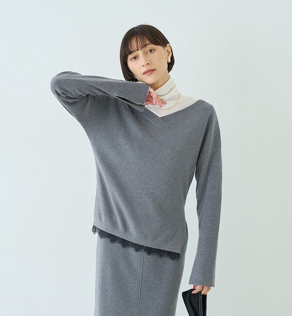 Rouge vif「【セットアップ対応】前後2WAYウール混フレアスリーブプルオーバー」|ニット・セーター|